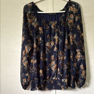 New Look Navy Floral Blouse